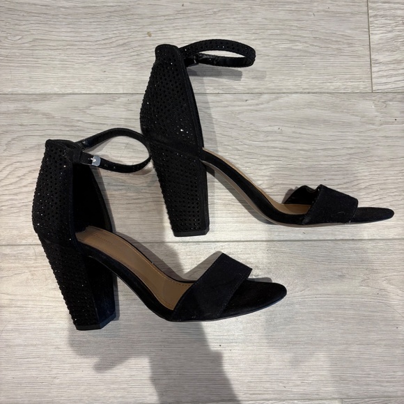 Black rhinestone heel sandals - Picture 2 of 5